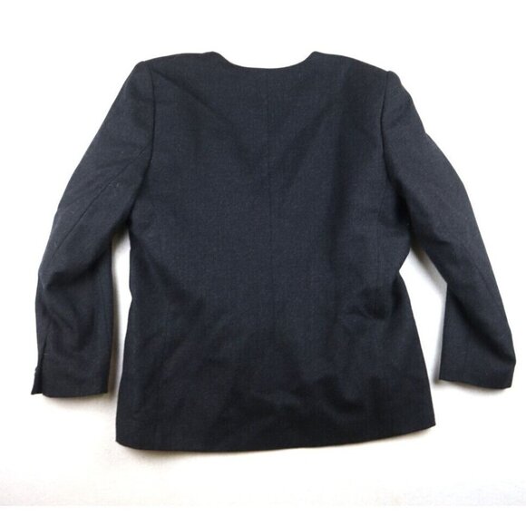 WOMEN'S GRAY 100% WOOL DOUBLE-BREASTED SKIRT SUIT - AMANDA SMITH - SIZE 14P - Picture 6 of 10